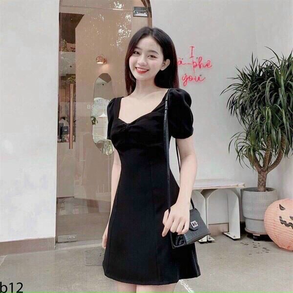 Đầm nữ cate dáng váy xòe hai màu đen trắng, đầm nữ đi chơi đi dự tiệc, đầm nữ phong cách cổ điển