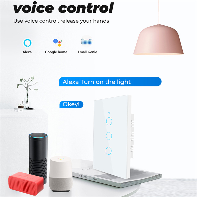 KAIMEIDI Smart WiFi Bluetooth wall touch switch light 433 remote control mobile phone APP timing voice remote control