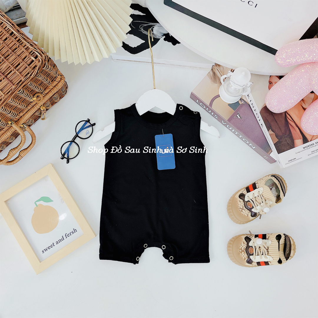 Body đùi sát nách nhiều màu cho bé sơ sinh 3-13kg, vải cotton mềm mịn thấm hút mồ hôi