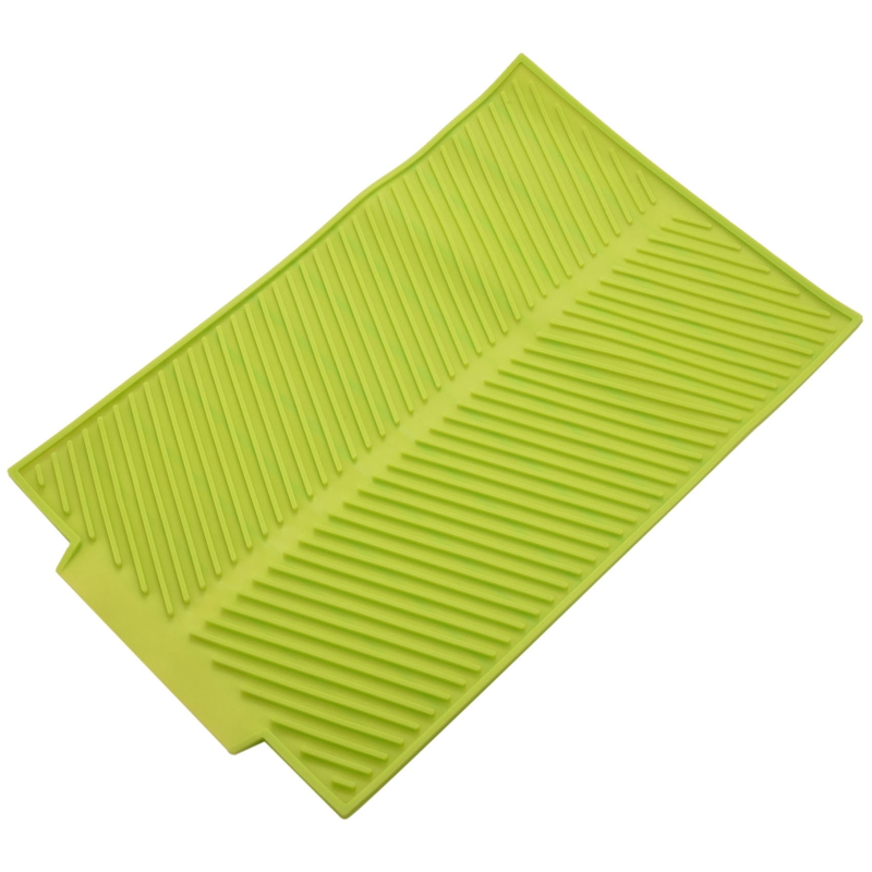 Silicone Dish Drying Mat Flume Folding Draining Mat,Rectangle Drain Mat Drying Dishes Pad Heat Resistant Non- Tray