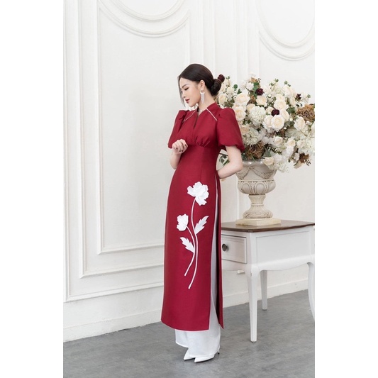 Áo dài cách tân đỏ tết 2023