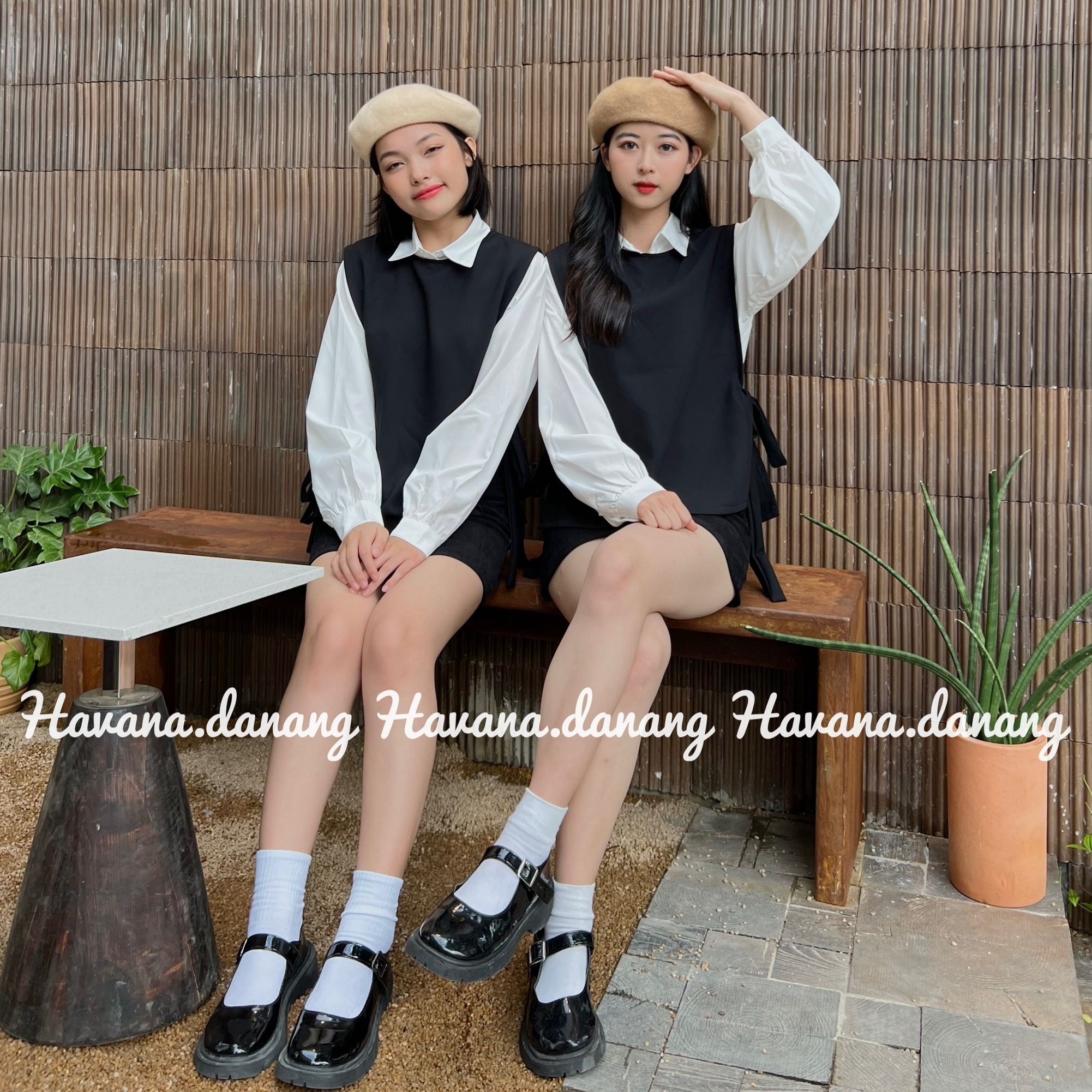 Set sơ mi trắng kèm ghile, set ghile form rộng