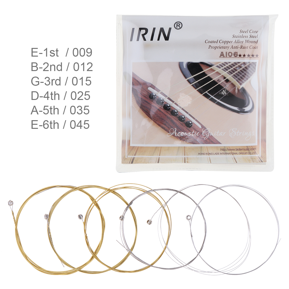 6pcs/set Acoustic Flok Guitar String 009-045 Inch Steel Core