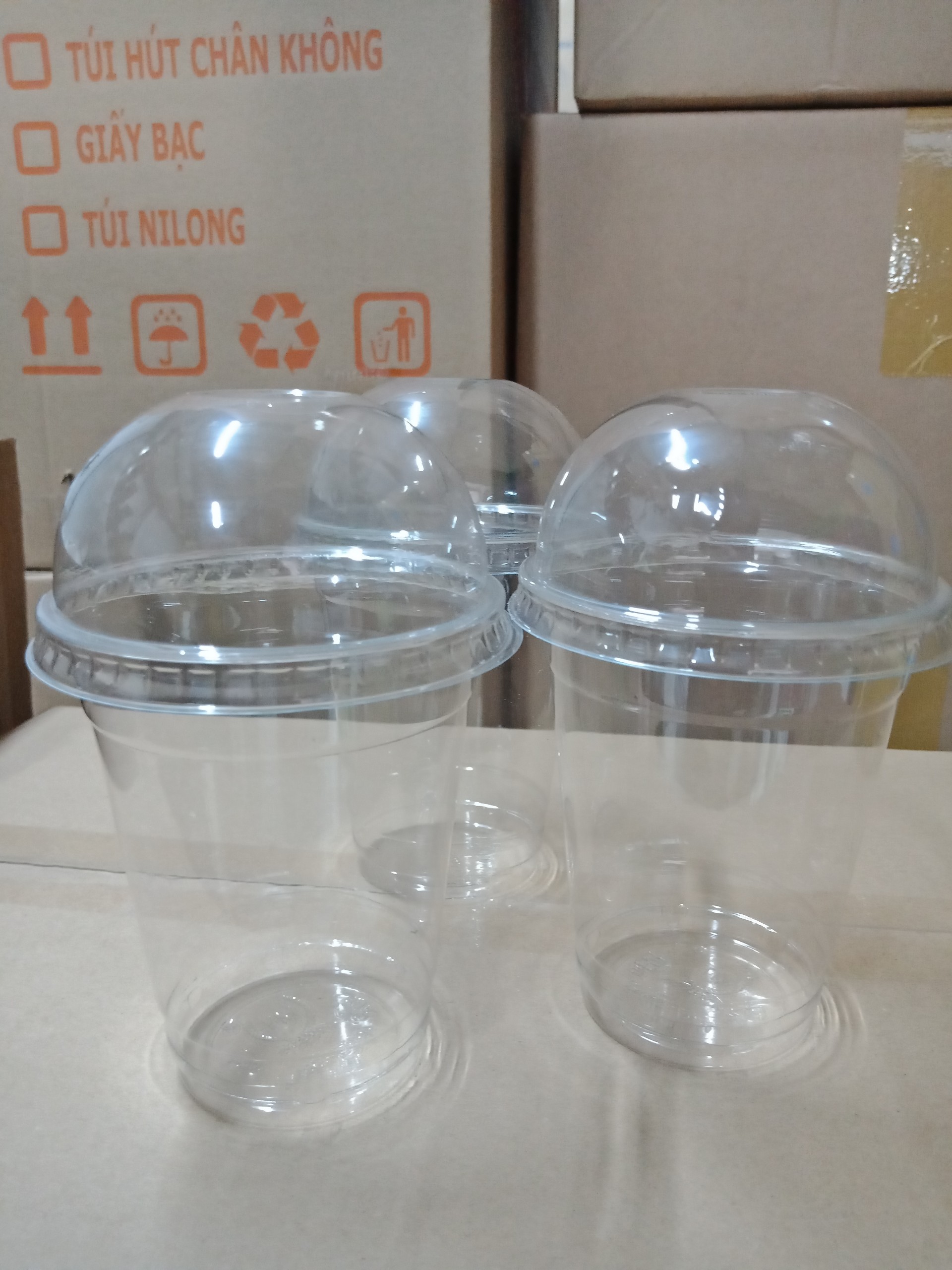 Combo 100 cái ly nhựa 360ml - ly nhựa pet có nắp cầu