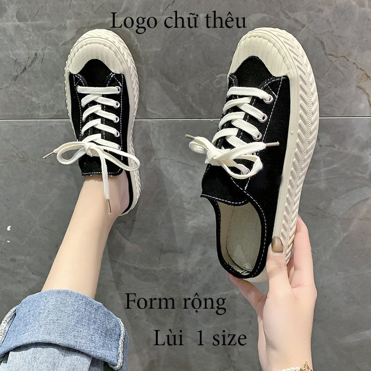 Giày sục nữ thể thao no yy, giày sục đạp gót m.i.b hot trend độn đế