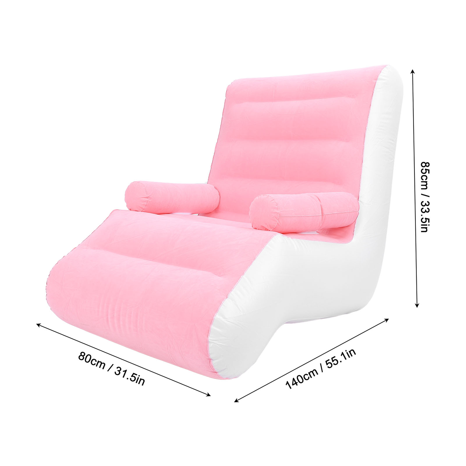 Inflatable Sofa Multipurpose Easy To Inflate Inflatable Lounge S Shaped Strong Load Bearing Foldable Comfortable Pink with Armrests for Bedroom. 