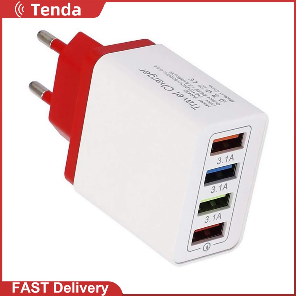 4 USB Color Travel Charger 3A Phone Fast Charging Charger EU Plug Adapter