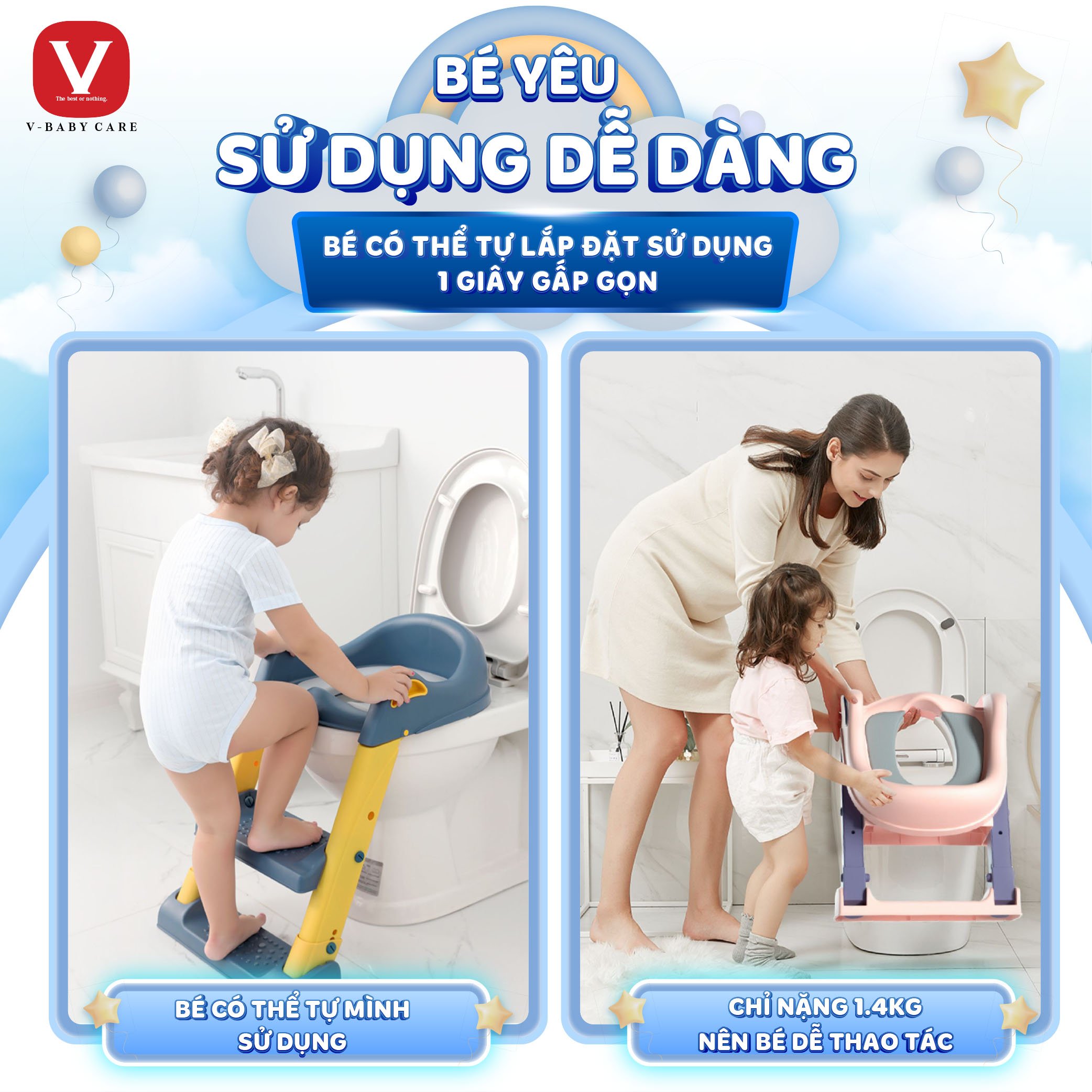 Bệ thu nhỏ bồn cầu có thang đi vệ sinh cho bé v-baby w2s - ảnh sản phẩm 7