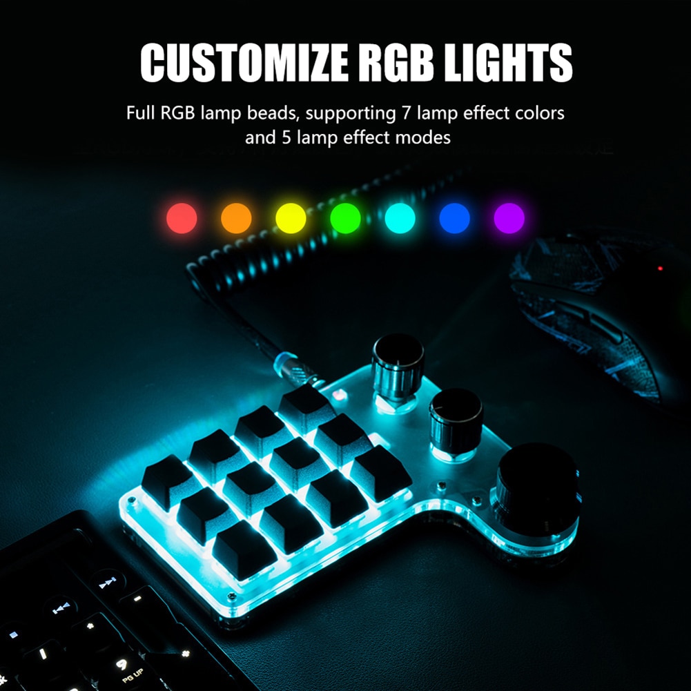 Wireless Bluetooth Programming Macro Custom Knob BT Keyboard RGB 12 Key Copy Paste Mini Button Gaming Keypad Mechanical Macropad