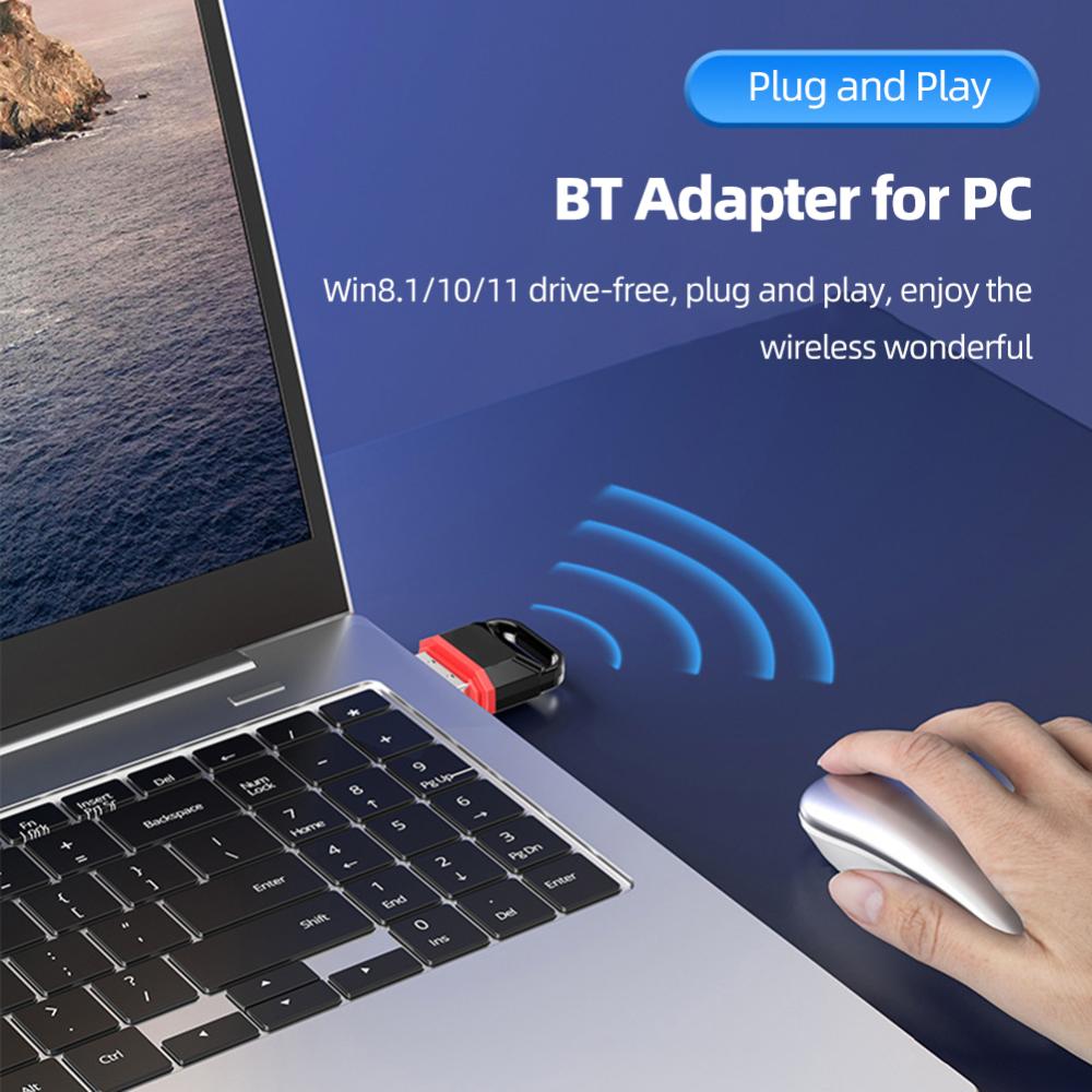 USB Bluetooth-Compatible5.1 Adapter Plug and Play Wireless Bluetooth-Compatible5.1 Receiver for Win/8.1/10/11 for PC/Speaker/Mouse/Headphone