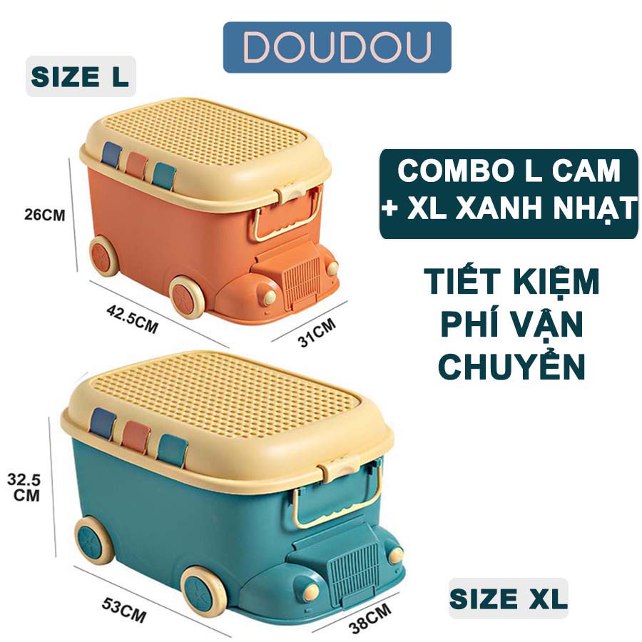 Thùng đựng đồ đa năng có bánh xe, thùng đựng đồ chơi ô tô, đựng quần áo, có thể chơi l.ego an toàn cho trẻ nhỏ q013
