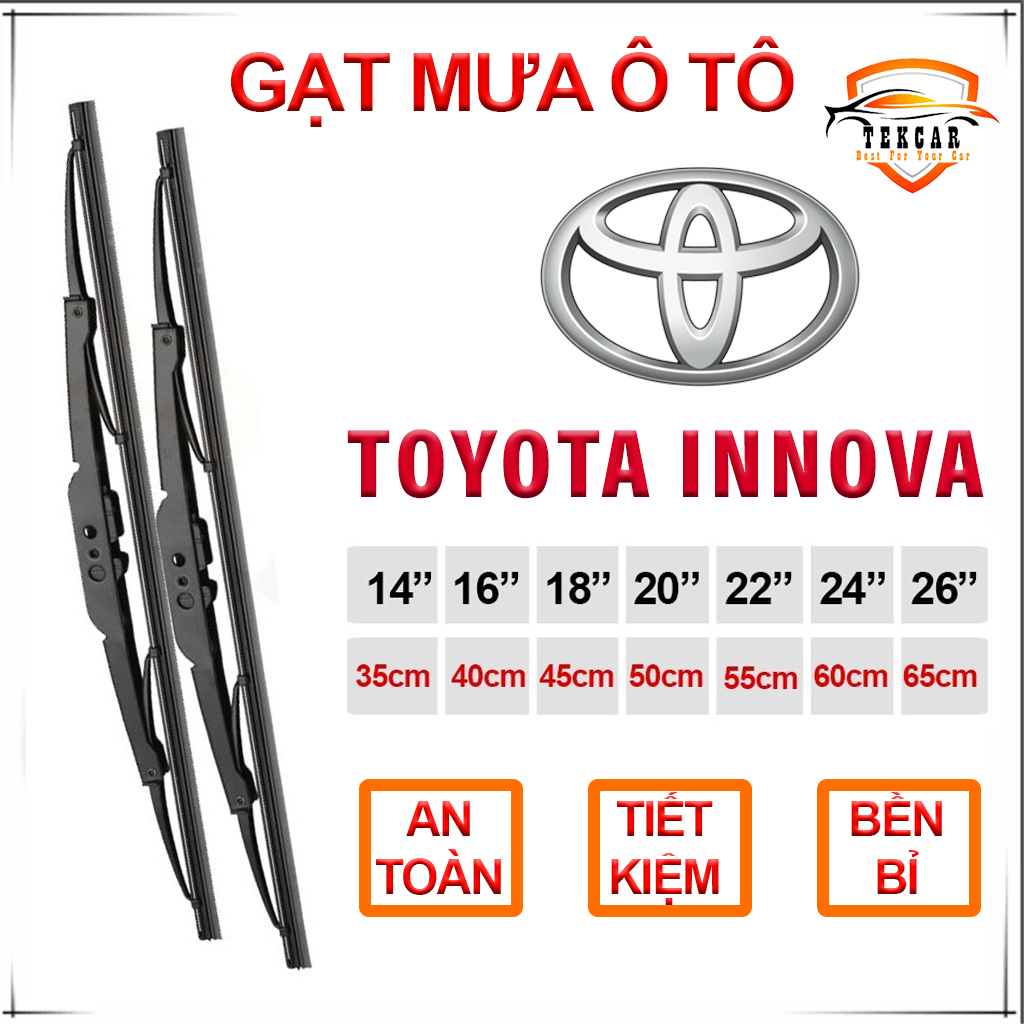 Gạt mưa ô tô xe Toyota Innova cần gạt kính khung xương sắt lưỡi silicon