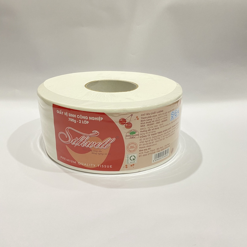 Giấy vệ sinh cuộn lớn Silkwell 2 lớp 500g (10cm x 12cm)