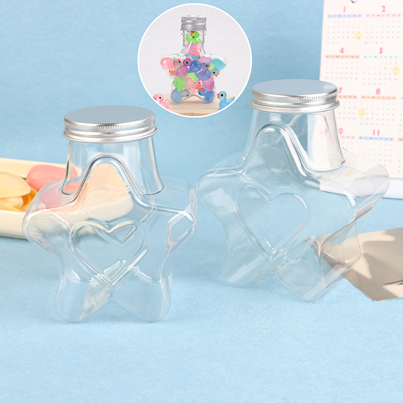 Star Shaped Doll Ornament Storage Box Plastic Bottle With Lids Food Storage Container Wide Mouth Jar Reusable Cookie Container.