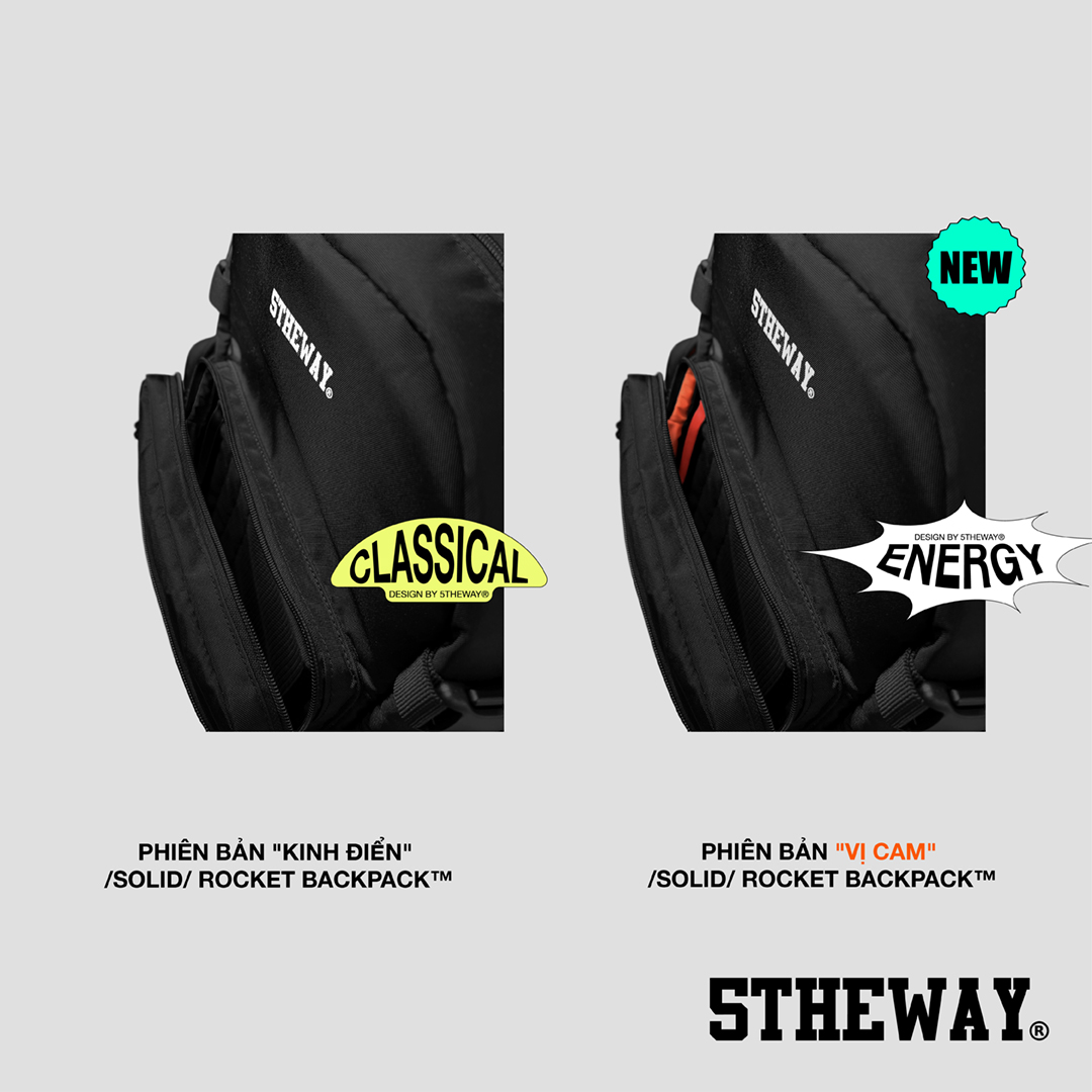 BALO 5THEWAY® /solid/ ROCKET BACKPACK™ in BLACK aka Balo Đen