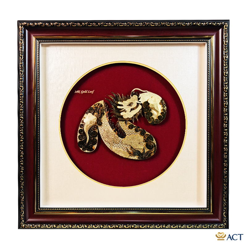 Tranh chữ tâm hóa rồng 24k act gold iso 9001:2015 - quà tặng đối tác, quà tặng sếp, quà tặng doanh nghiệp