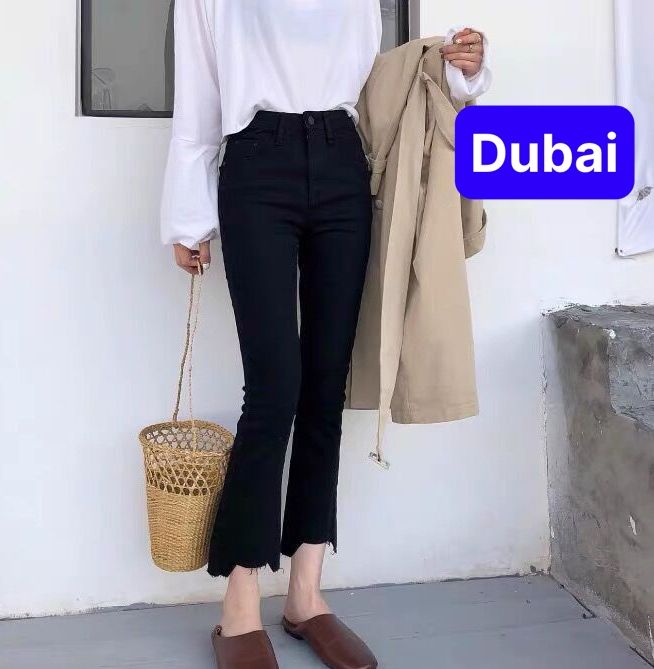 QUẦN JEAN NỮ CHẤT BÒ XANH ĐEN ỐNG LOE BASS ULZZANG LƯNG CAO NÂNG MÔNG TOKYO CAO CẤP - DUBAI FASHION