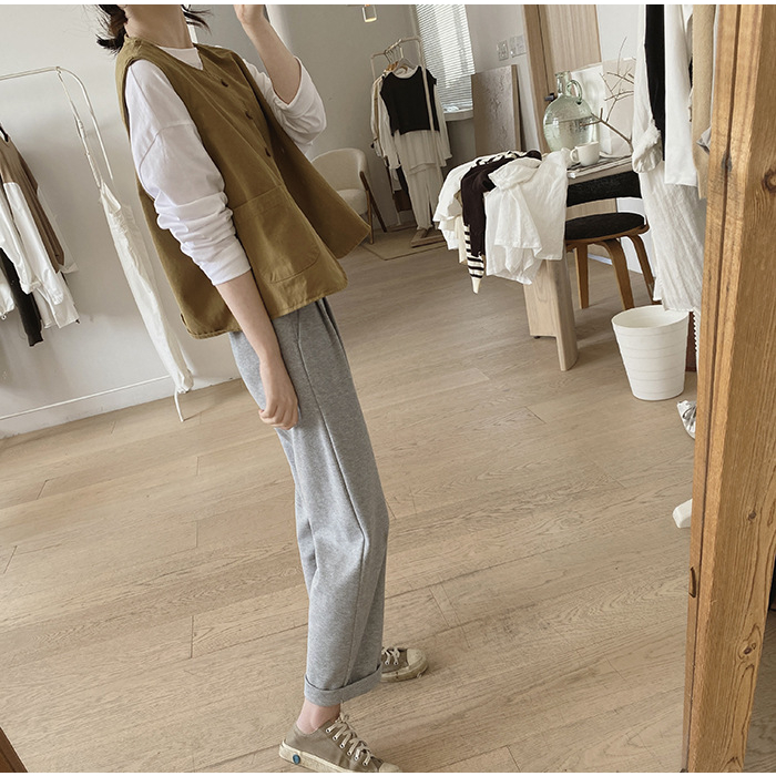 Áo gile nữ dáng basic chất kaki cực đẹp