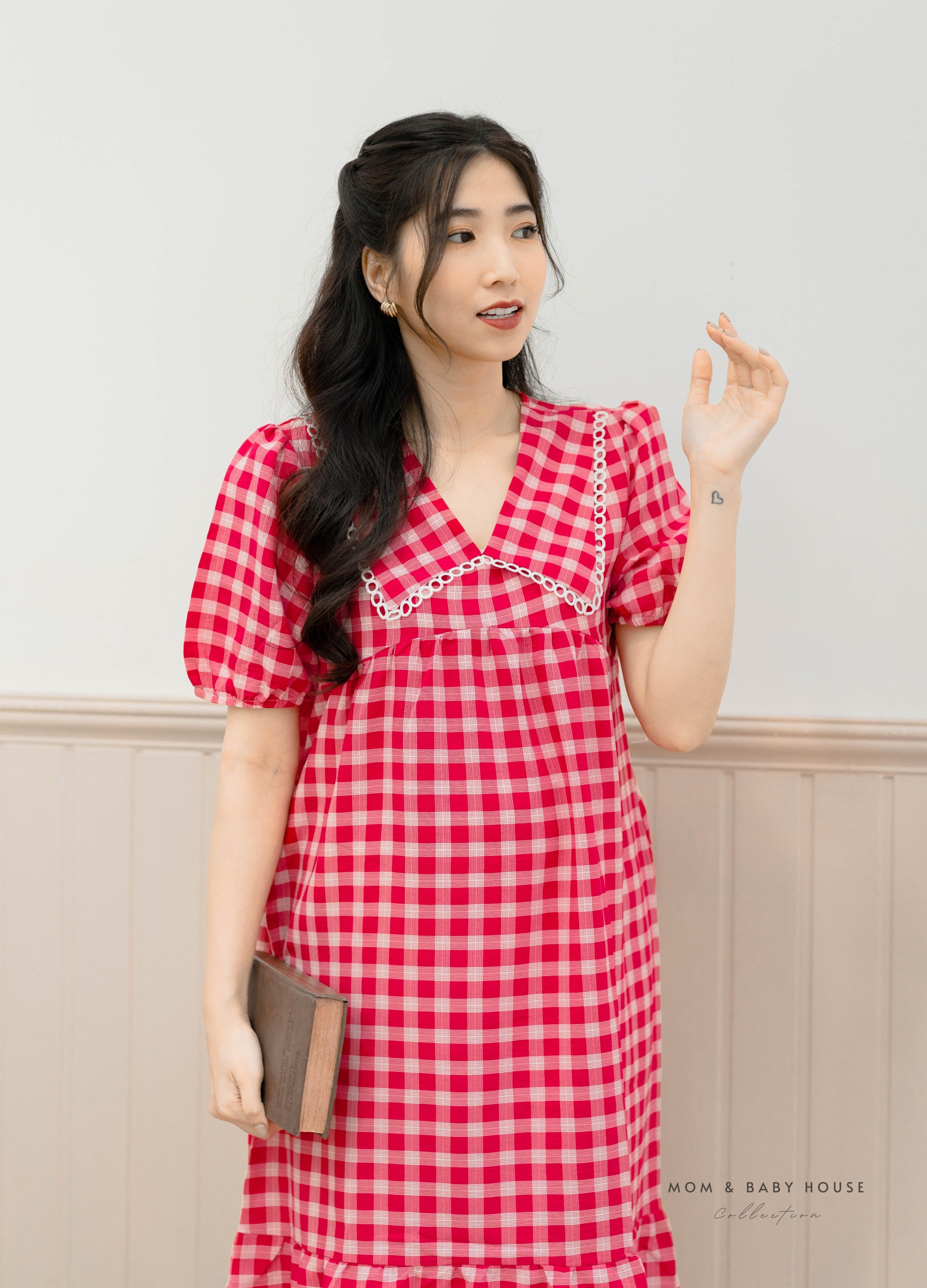 AURORA DRESS - ĐẦM CARO ĐỎ