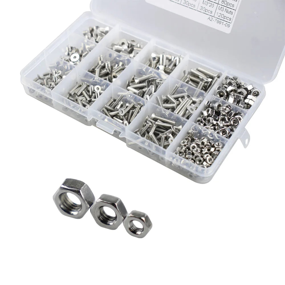 【Trending】 M3 M4 M5 Hex Button Socket Cap Screw Nut Hexagon Metric Thread Machine Bolt Assortment Kit Set 304 Stainless Steel