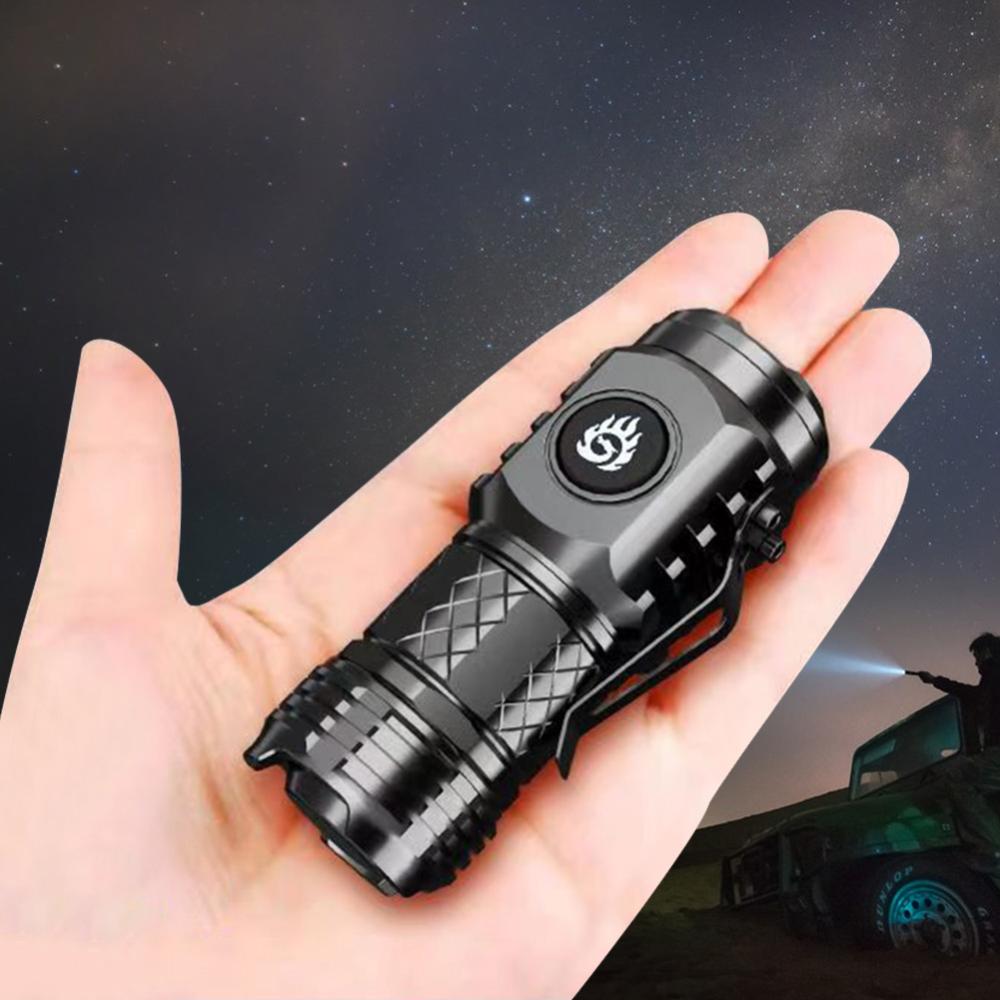 High Power LED Flashlight Torch 20W Compact Powerful Emergency Flashlights Waterproof 18350 Battery for Hiking Exploring