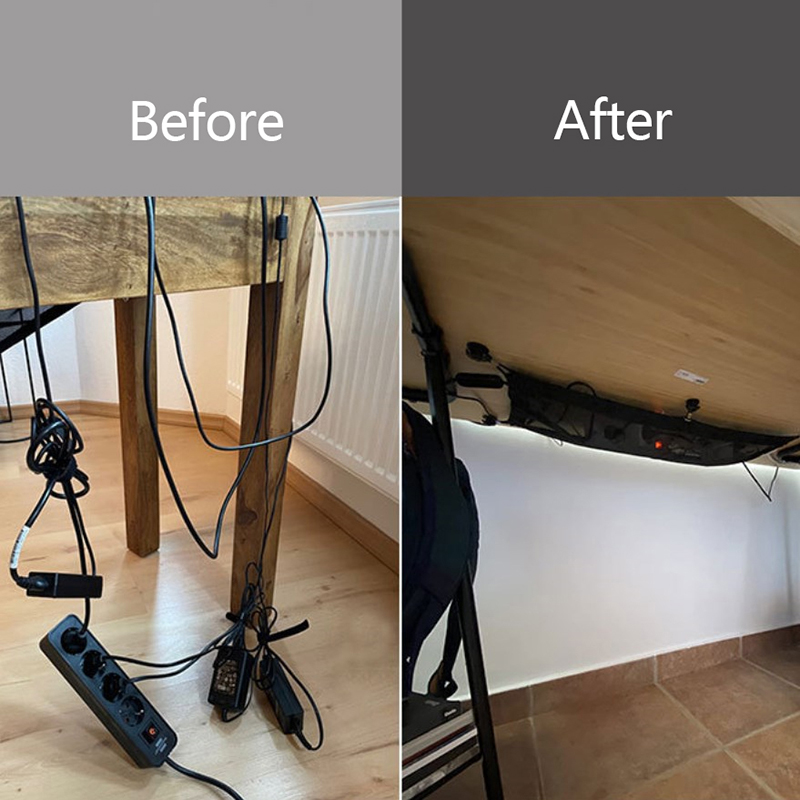 Socket Network Pocket Under Desk Cable Management Net Under Table Cord Management Mesh Organizer Flexible Wire Hiders. 
