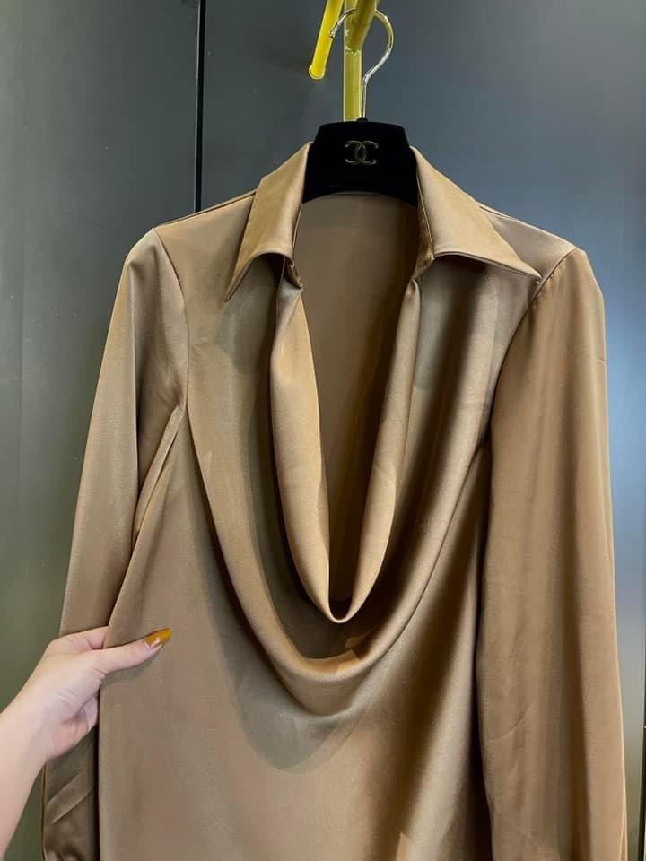 ÁO SƠ MI TAY PHỒNG CỔ ĐỖ VẢI LỤA SATIN CAO CẤP
