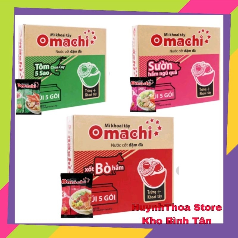 Date Mới_ Thùng 30 gói mì khoai tây Omachi 80g đủ vị