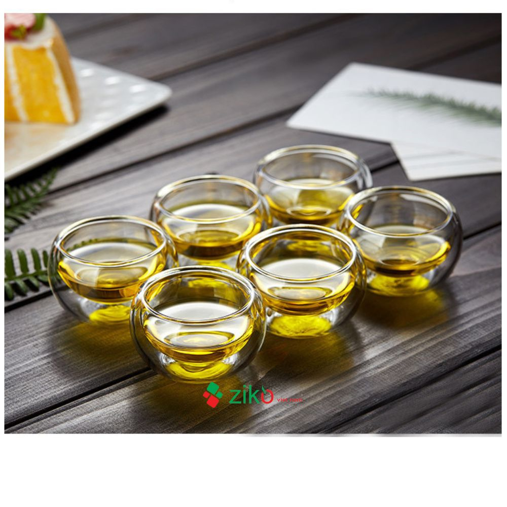 Bộ Ấm Trà Thuỷ Tinh Hoa Cúc 6 Chén Và Đế Nến