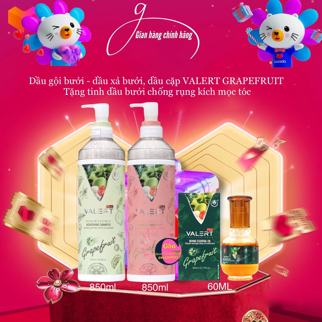 Combo Dầu gội bưởi - dầu xả bưởi Grapefruit 850ml + tinh dầu bưởi 60ml chống rụng kích mọc tóc chính hãng