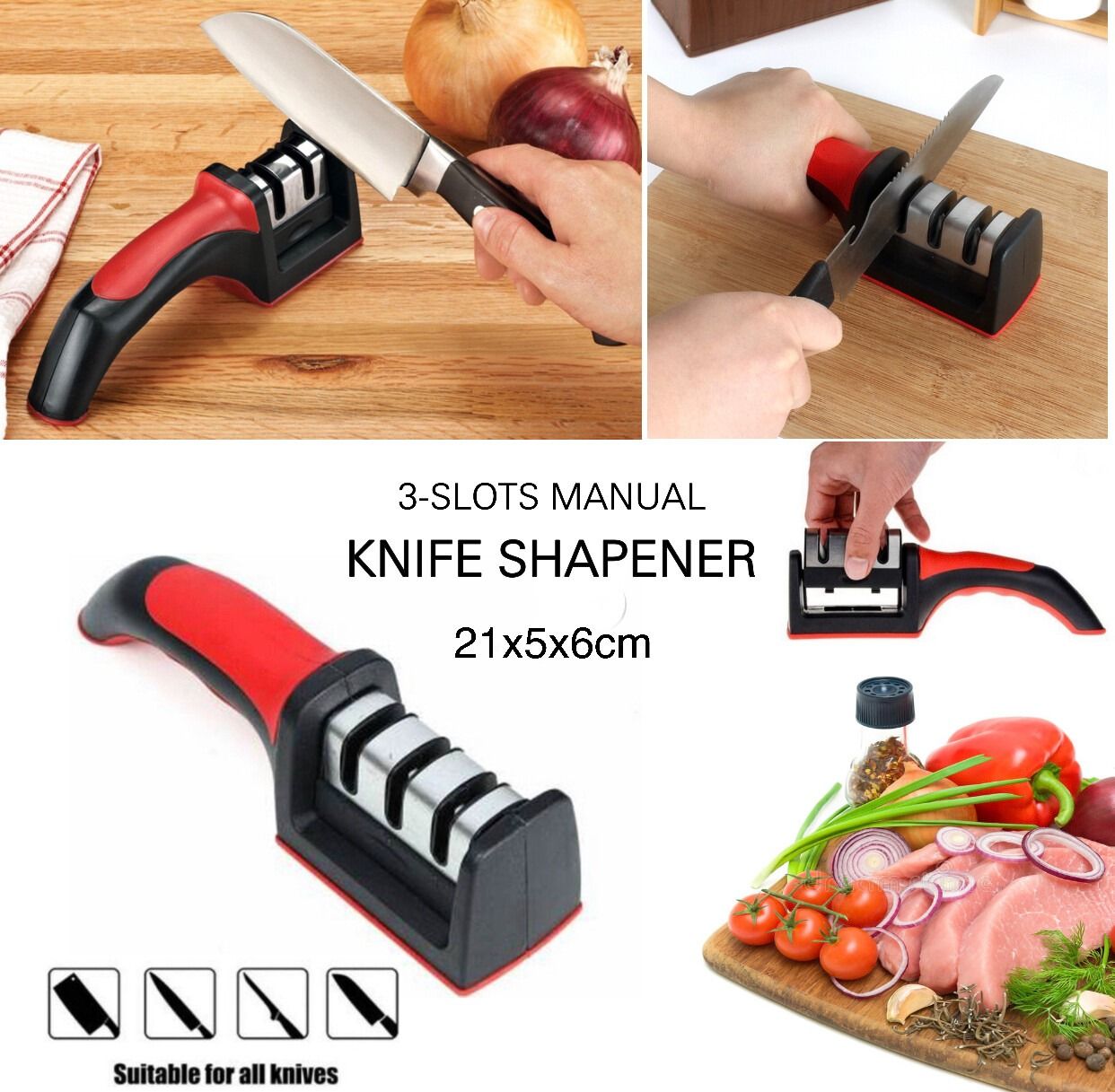 4 in 1 Multi Knife Sharpener with Scissor Slot Kitchen Use | Bazar Offer.