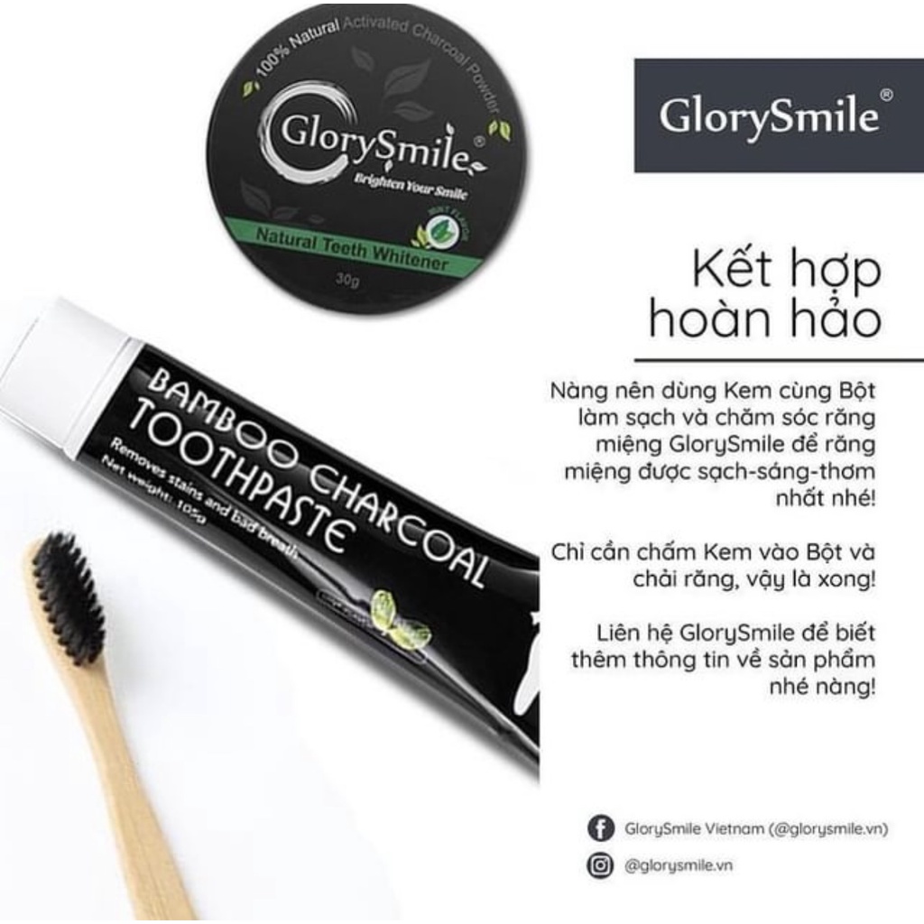 Kem đánh răng GLORY SMILE trắng răng than tre hoạt tính