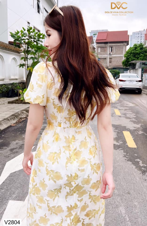 Đầm công sở thiết kế hoa tiết