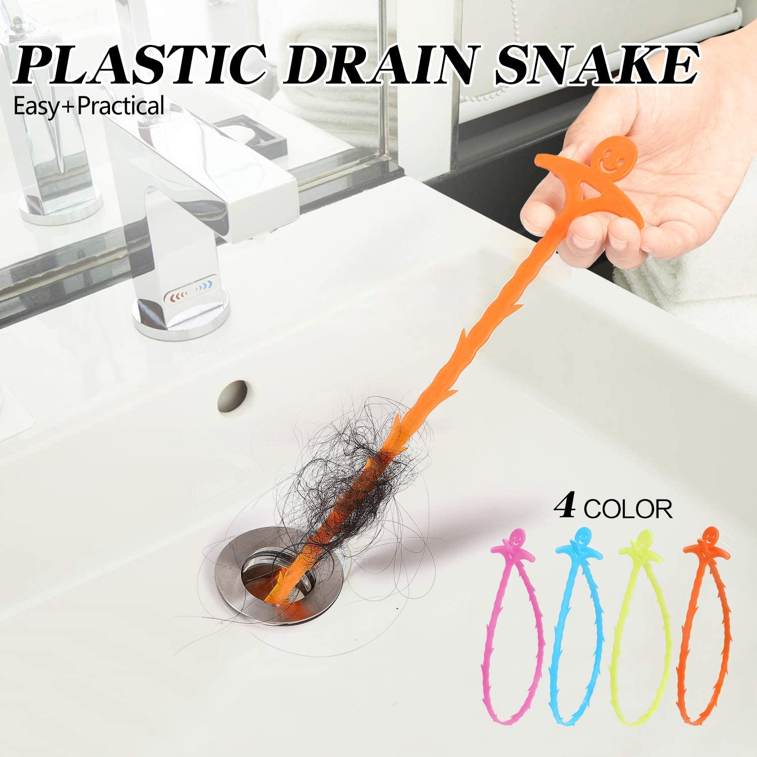 Sink Declogger Plastic Reusable Drain Snake Water Hair Clog