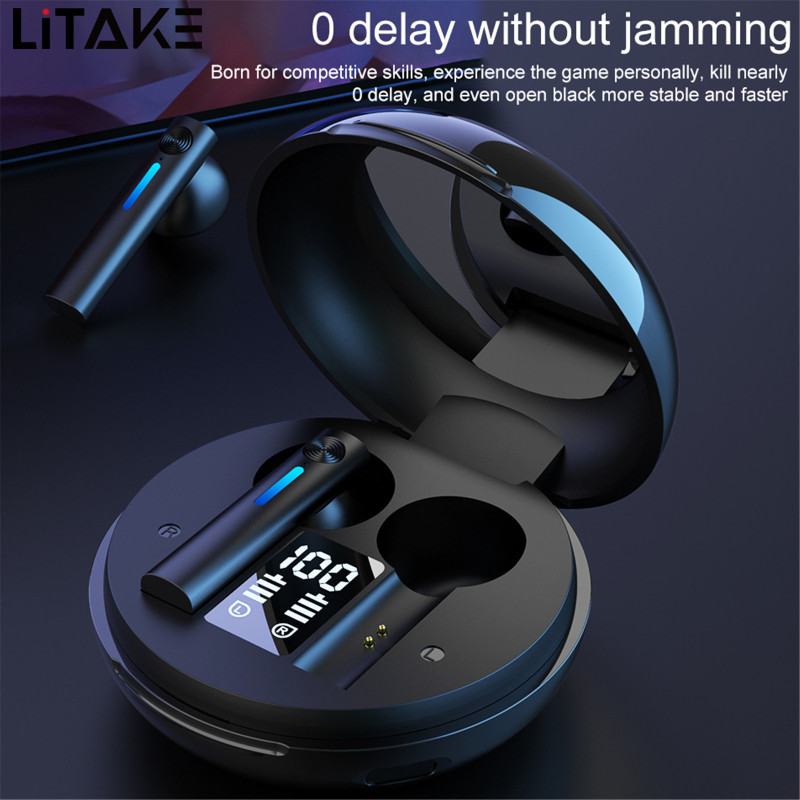 T15 Bluetooth-compatible 5.0 Headset Stereo Earbud With Makeup Mirror Binaural Touch-control Tws Wireless Earphone