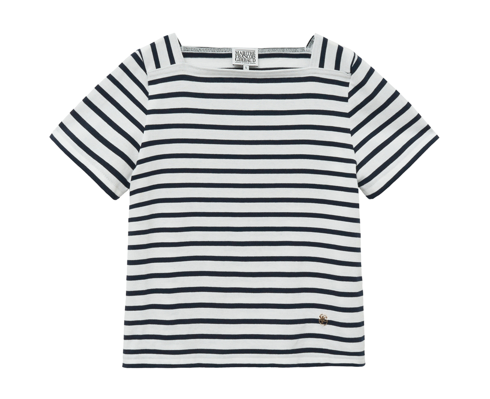 Tシャツ・カットソー Marithe + Francois Girbaud W SQUARE NECK STRIPE HALF TEE blu MARITHE FRANCOIS GIRBAUD W Square Neck Stripe Half Tee