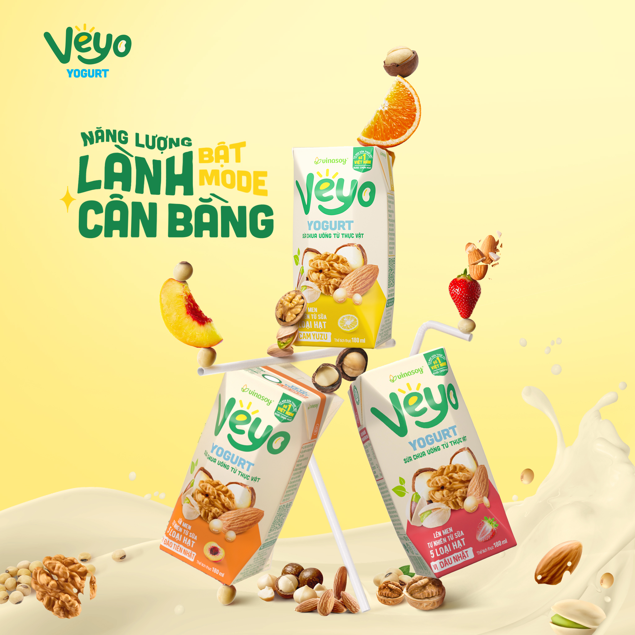 Sữa chua uống Veyo lốc 3 hộp 180ml