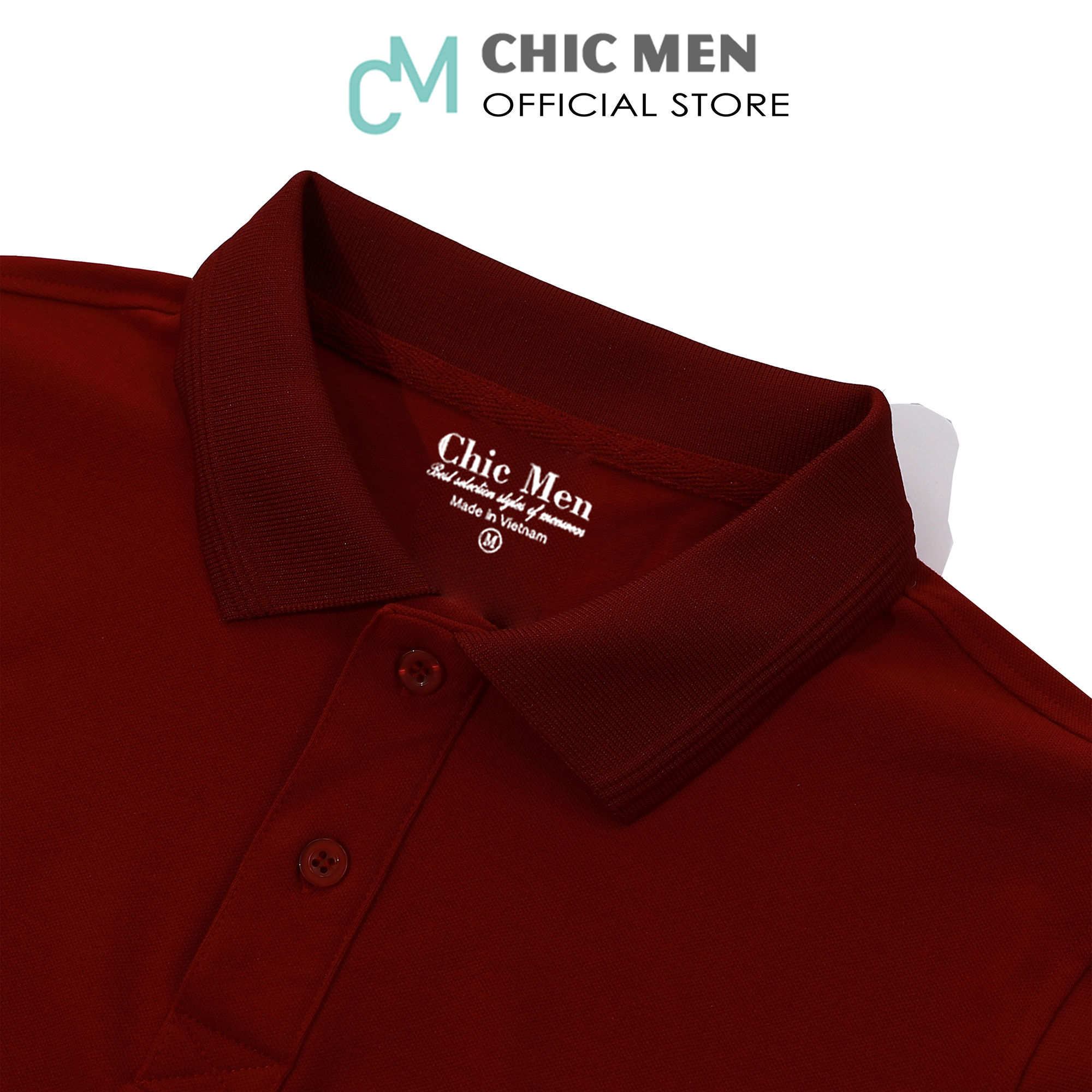 Áo POLO nam cổ bẻ BASIC,form regular, vải cá sấu CVC, phong cách, màu Đỏ Mận - CHICMEN