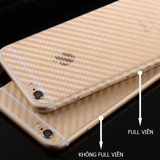 Dán mặt lưng iphone full viền vân Carbon Full mã iphone 13promax đến iphone 5