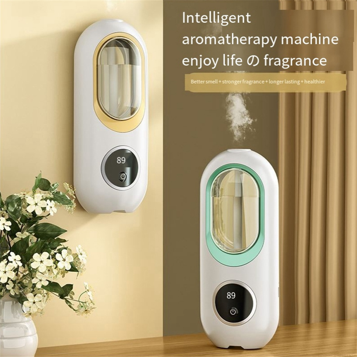 120Ml Essential Oil Diffuser Wall Mounted Aromatherapy Digital Display with Night Light Air Purifier