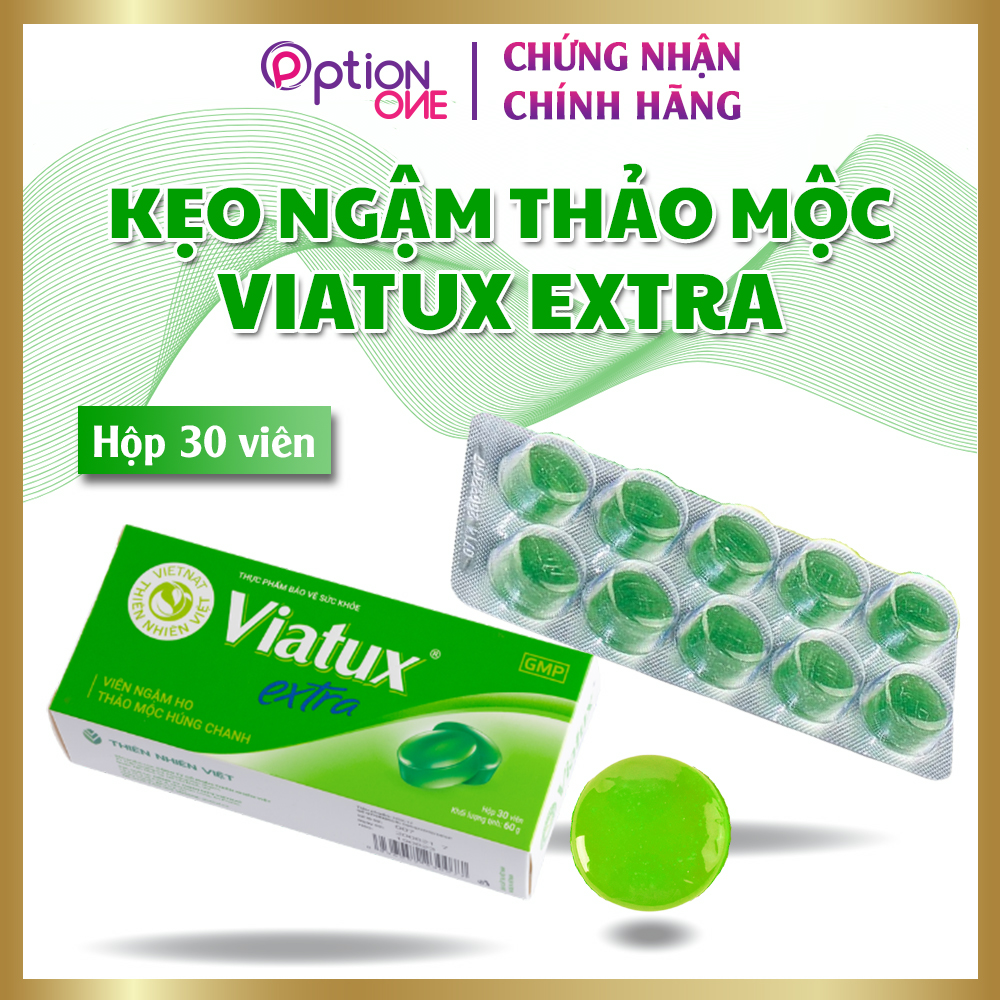 Kẹo ngậm giảm ho, đau họng Viatux Extra - hộp 30 viên