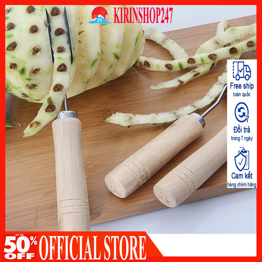 Dụng cụ gọt dứa, gọt thơm bằng thép không gỉ cán gỗ