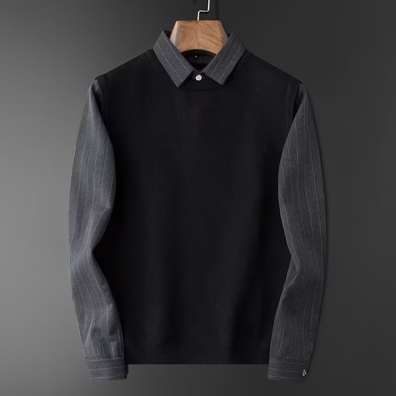 KYUSHUAD Men's jersey long sleeve shirt pullover bottoming knitted sweater