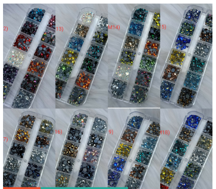 Khay đá chân keo trang trí móng nail mix 12 màu