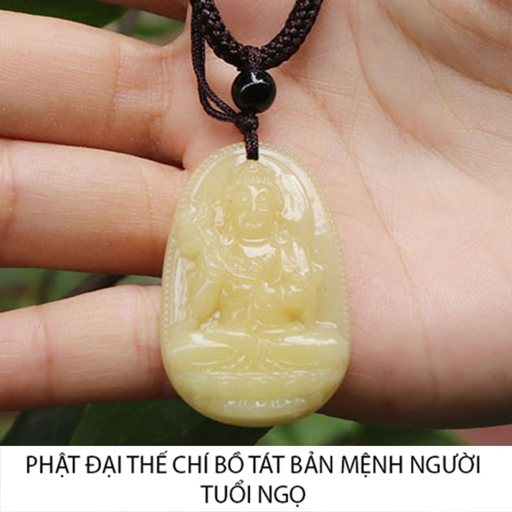 KÈM dây dù 3ly - Dây chuyền mặt phật Đại Thế Chí Bồ Tát Size Nhỏ size 3.7cm x 2.4cm - Bản mệnh người tuổi Ngọ - cầu bình an, sức khỏe