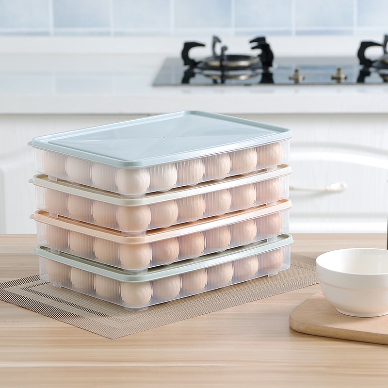 24 Grids Plastic Egg Storage Containers Box Refrigerator Organizer Drawer Egg Fresh-keeping Holder Tray Kitchen Outdoor Egg Case.