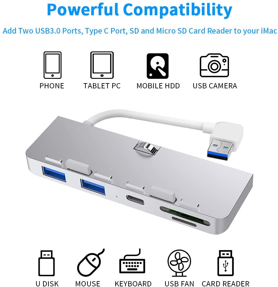 Imac Hub Adapter Rocketek Aluminum 3 Port Usb 3 0 Hub Adapter With Usb C Data Port 2 Usb 3 0 Port Sd Micro Sd Card Reader Combo Usb 3 0 Clamp Hub Pro Compatible With 17