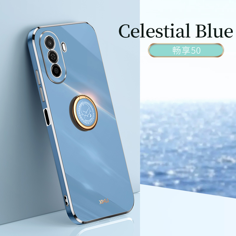 COD Plating Silicone Phone FOR Huawei Nova Y70 Pro Case Huawei Nova Y70 Deluxe Fall Protection with Metal Ring Holder