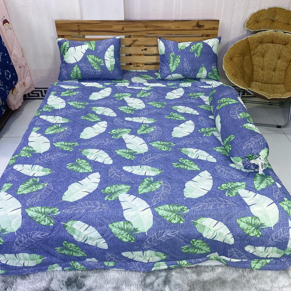 Bộ drap thun hàn quốc 4 món mẫu lá