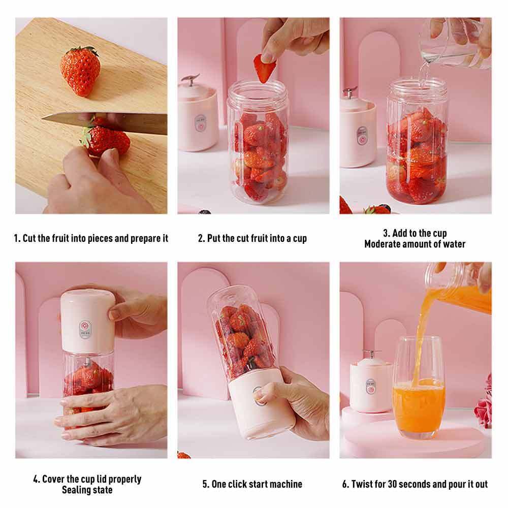 Juicer Juice Blender for Fruit and Vegetables  Protable Electric Fruit Juicer Fruit Extractors Squeeze Portable Juicer Blender Rechargeable Blender Juicer Tumbler Heavy Duty Vegetables Fruit Juice mixer with 6 Blades Wireless
